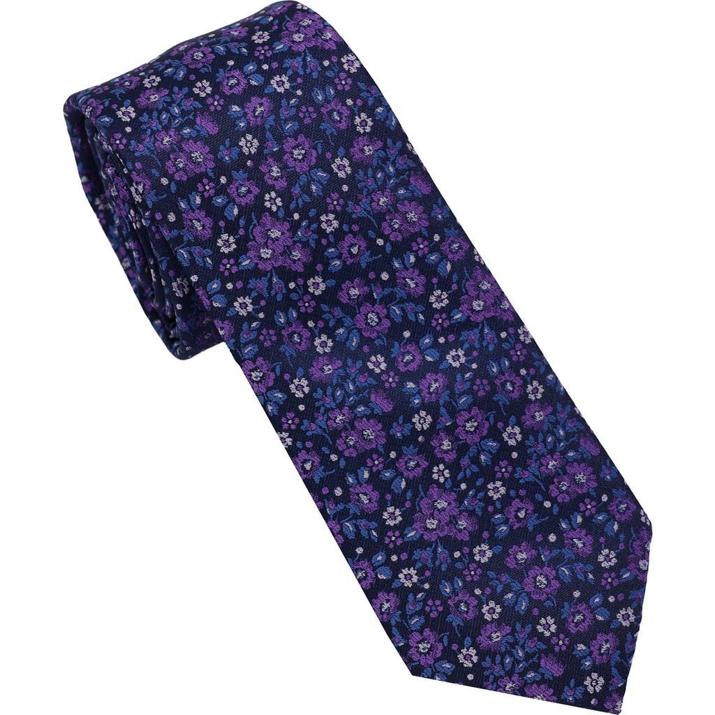 Ben Sherman Floral Jacquard Slim Tie In Blue