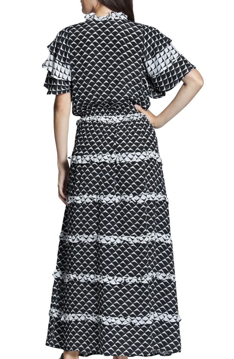 APNY Tiered Ruffle Maxi Dress, Alternate, color, Black/ White
