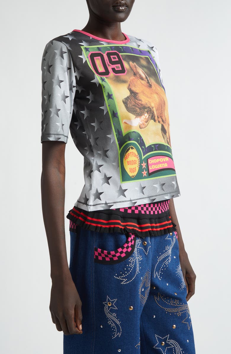 Chopova Lowena Deptford Dogs Fitted Jersey Graphic T-Shirt, Alternate, color, Black Multi