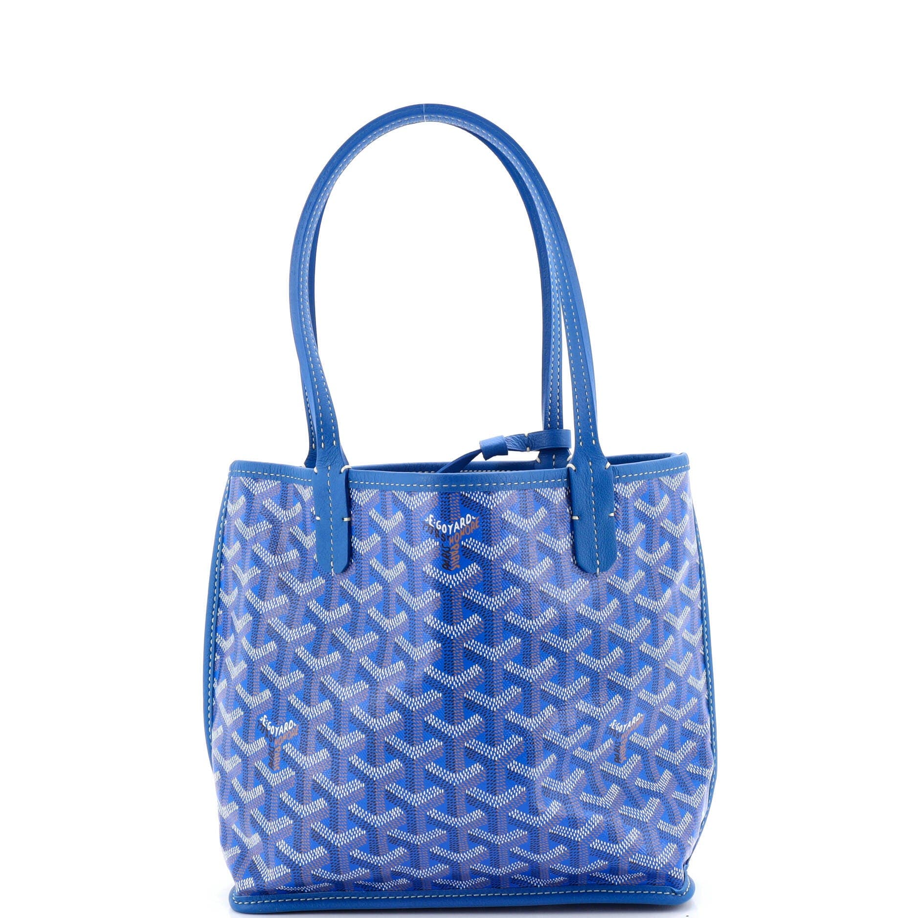 Pre-Owned Goyard Anjou Reversible Tote Coated Canvas Mini, Main, color, Blue