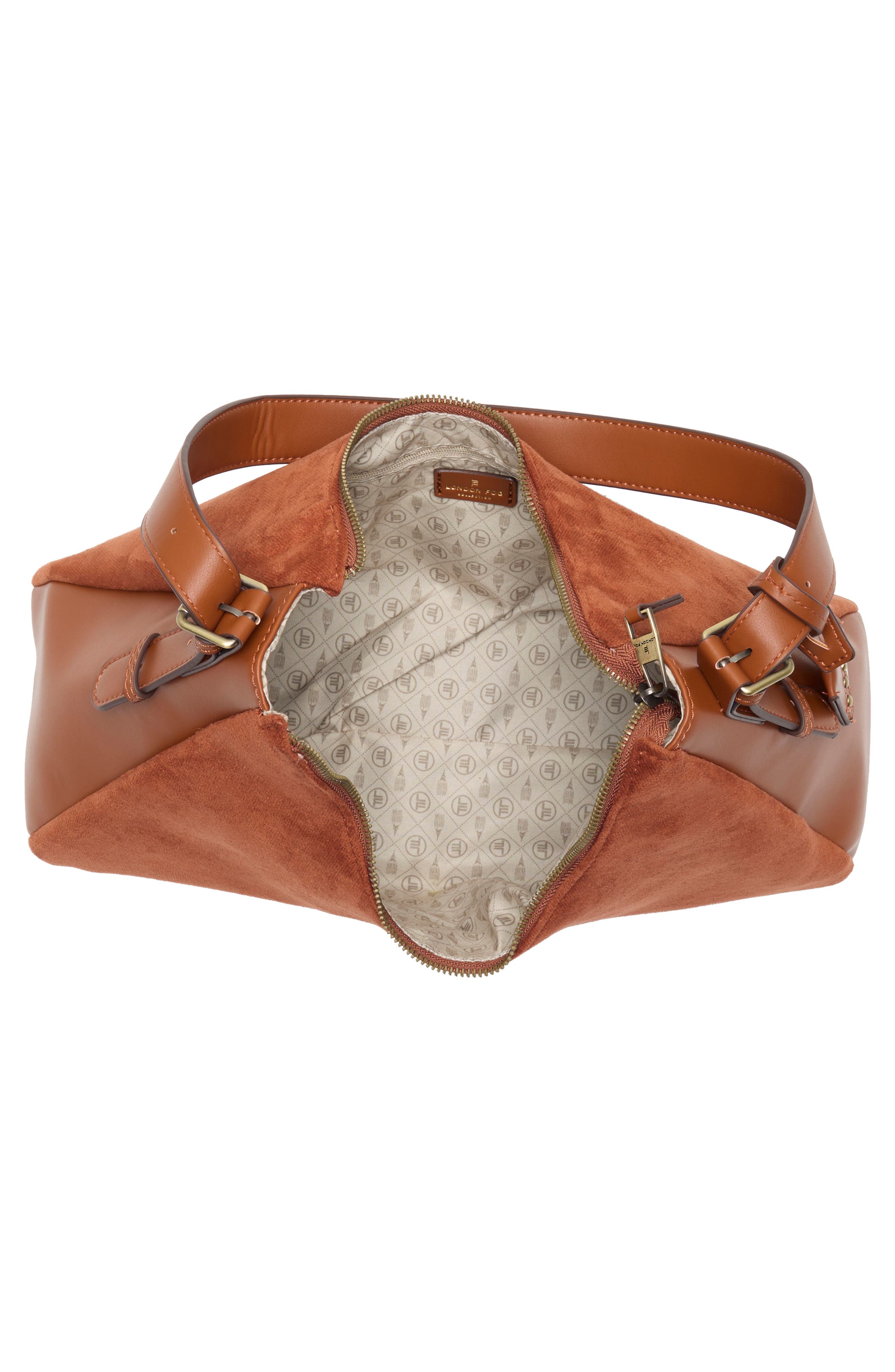 Faux Suede Shoulder Bag, Alternate, color, COGNAC