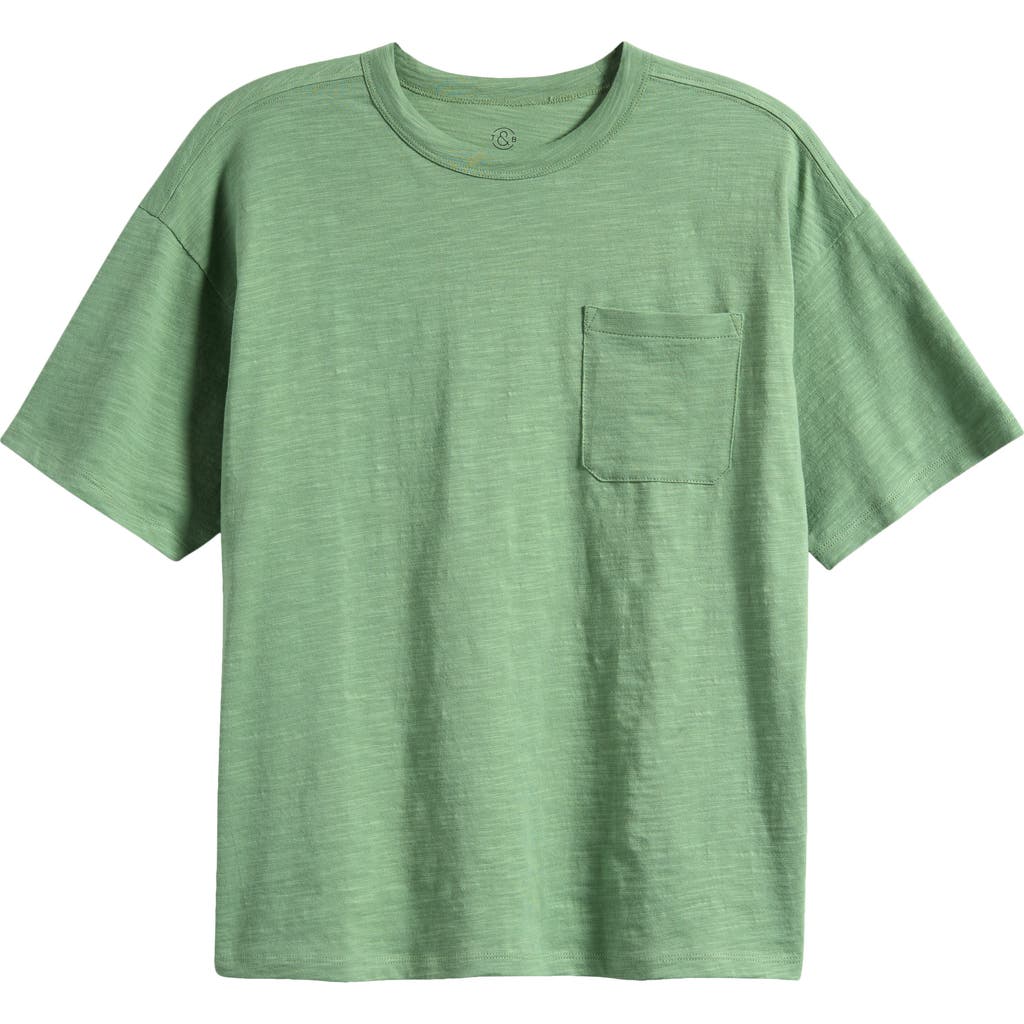 Treasure & Bond Kids' Core Slub Cotton Pocket T-shirt In Green