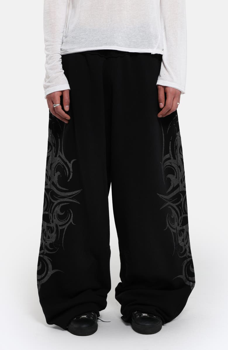 JADED LONDON Glitter Tattoo Monster Sweatpants, Main, color, Black