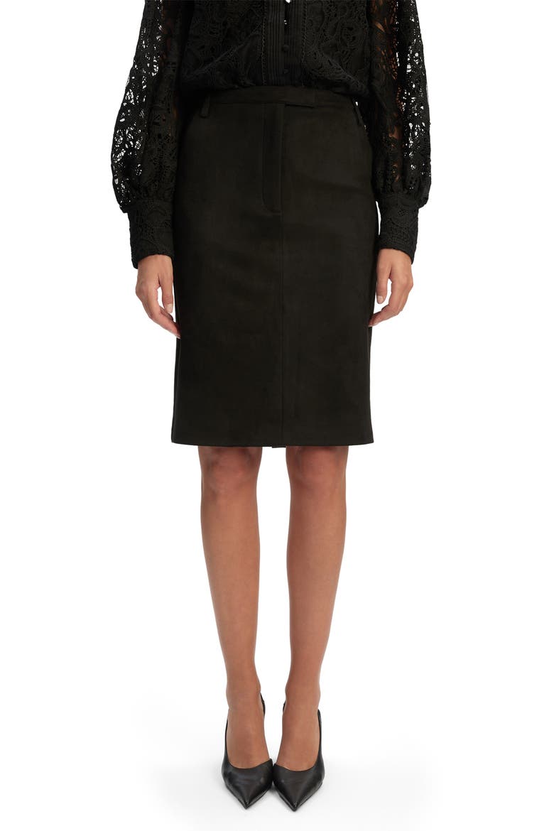 Phenix Faux Suede Pencil Skirt, Main, color, BLACK