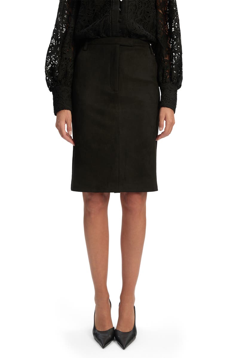 Bardot Phenix Faux Suede Pencil Skirt, Main, color, Black