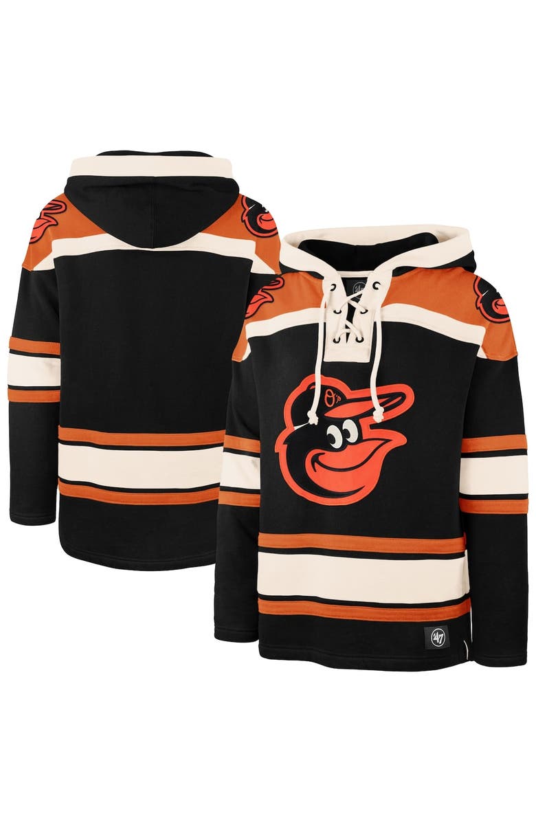 '47 Men's '47 Black Baltimore Orioles Superior Lacer Pullover Hoodie, Alternate, color, Black