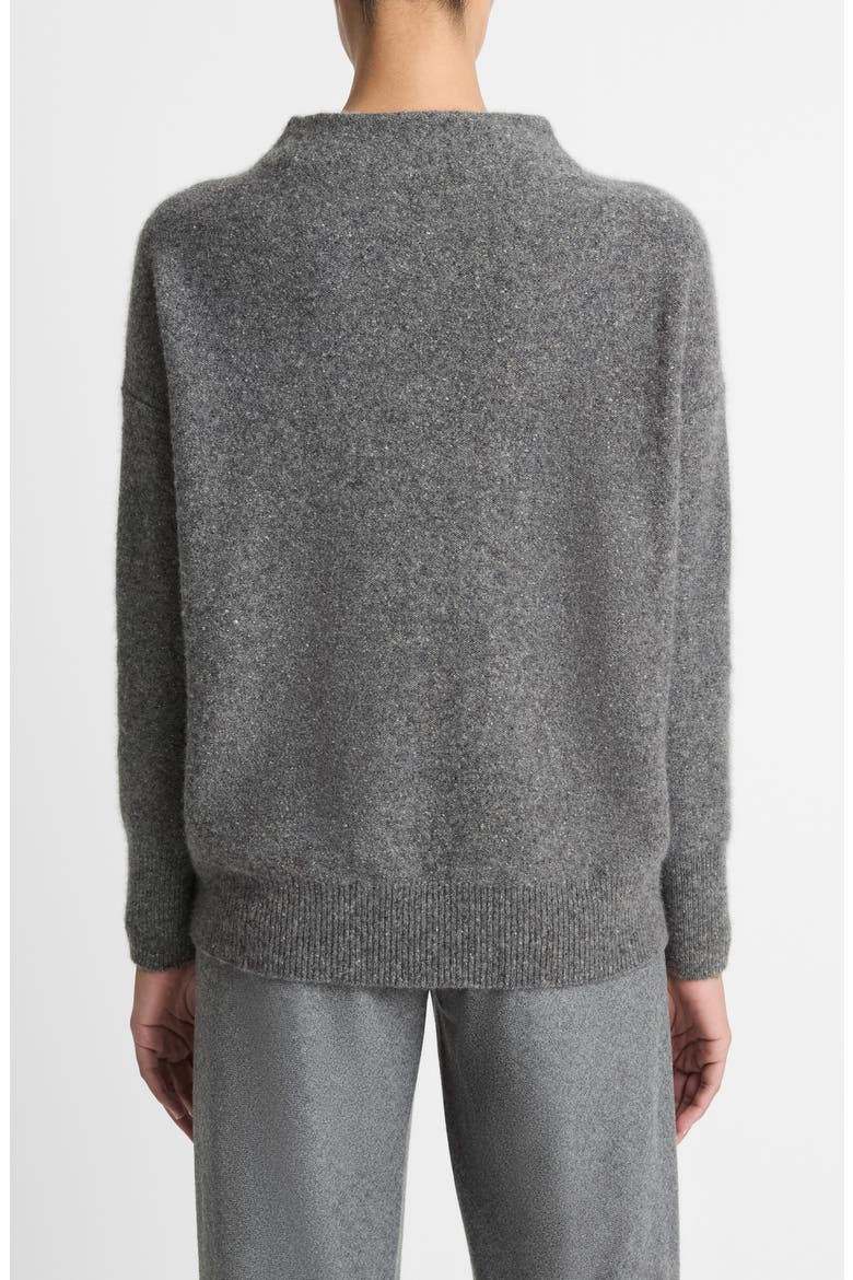 Donegal Funnel Neck Cashmere Sweater, Alternate, color, HEATHER GREY DONEGAL