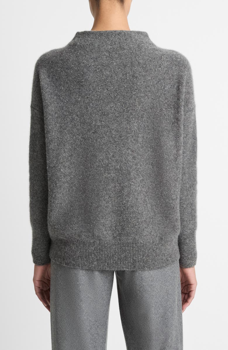 Vince Donegal Funnel Neck Cashmere Sweater, Alternate, color, Heather Grey Donegal