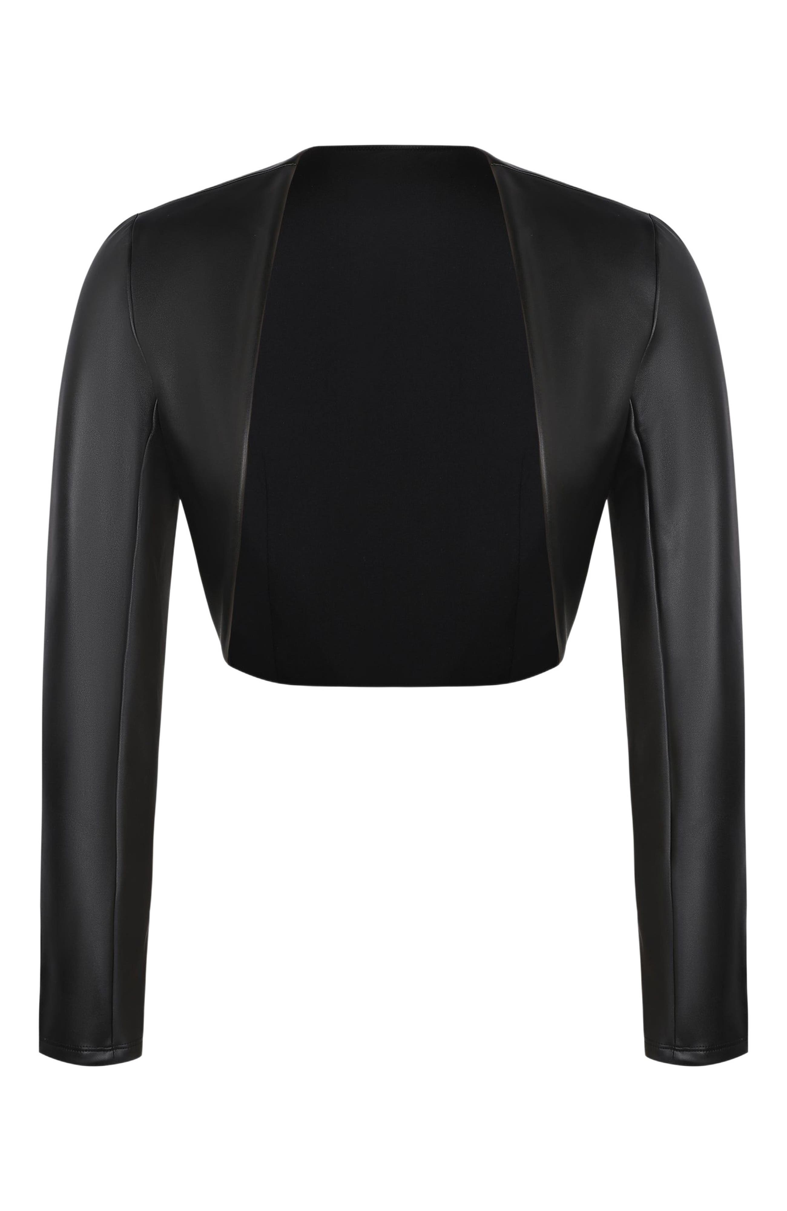 Popilush Long Sleeve Faux Leather Bolero Jacket (Women) | Nordstrom