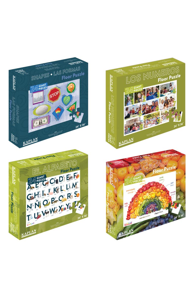 Kaplan Early Learning Company Spanish & Bilingual 24-Piece Floor Puzzles - Set of 4, Main, color, Multicolored