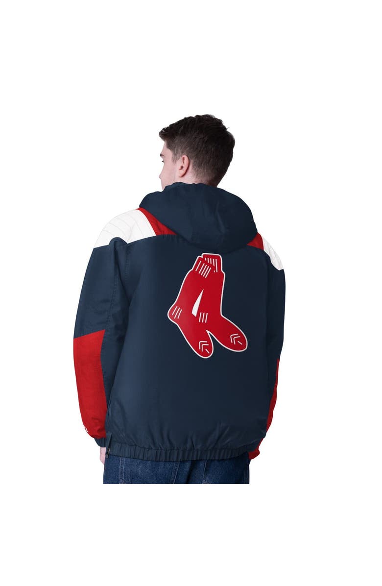 STARTER Men's Starter  Navy Boston Red Sox Cooperstown Collection Charger Half-Zip Jacket, Alternate, color, 