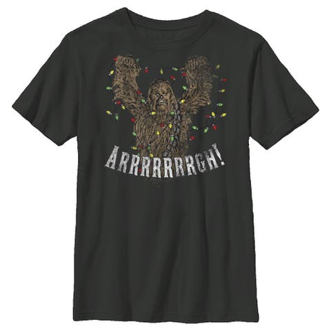 Boy's Star Wars Christmas Chewbacca Lights  Graphic T-Shirt