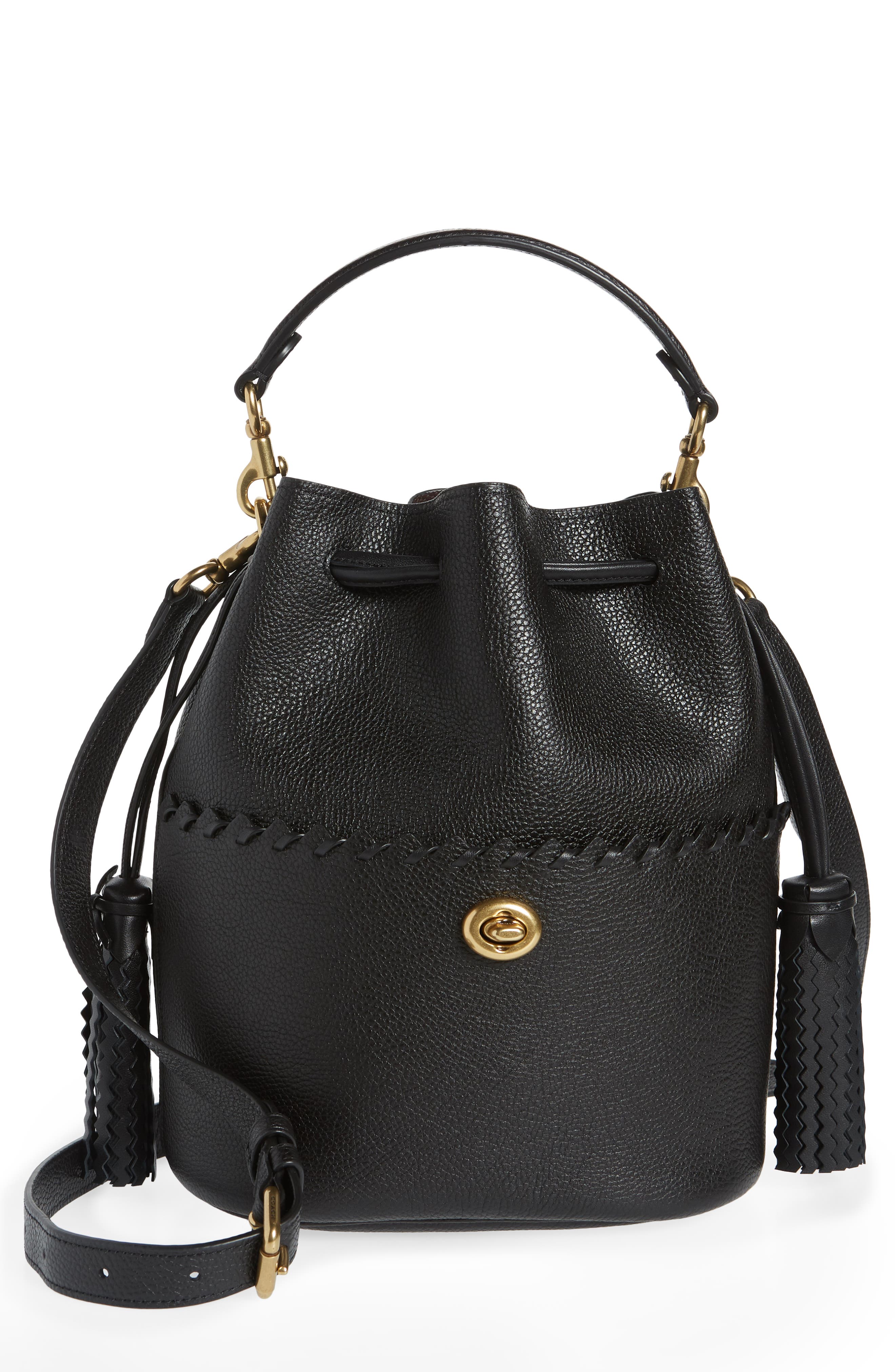 COACH Lora Whipstitch Leather Bucket Bag, Main, color, 