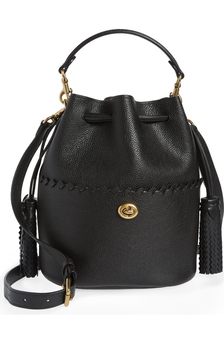 COACH Lora Whipstitch Leather Bucket Bag, Main, color,