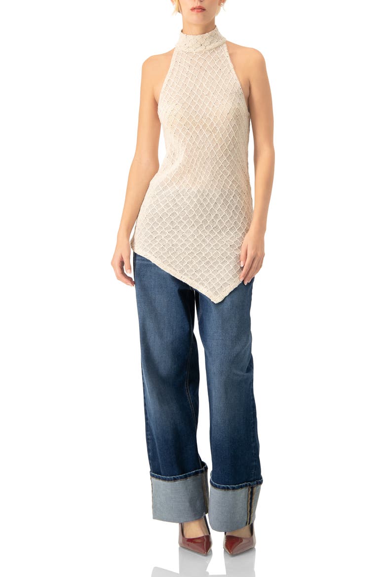 Knit Halter Neck Sleeveless Top, Alternate, color, Natural