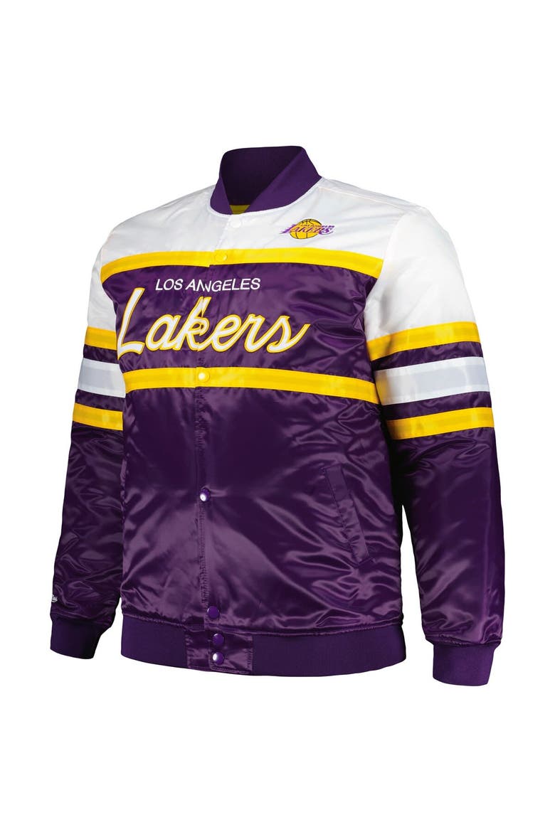 Men's Mitchell & Ness Purple/Gold Los Angeles Lakers Big & Tall Heavyweight Full-Snap Satin Jacket, Alternate, color, Purple