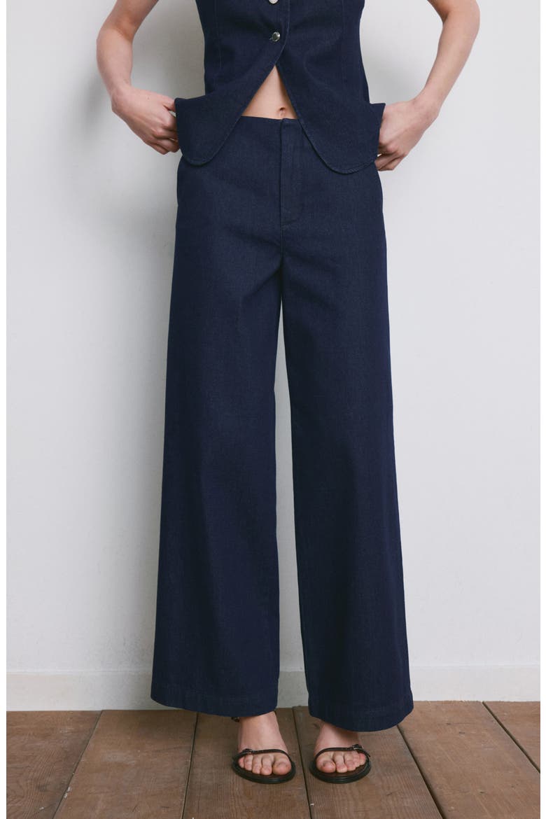 Flat Front Mid Rise Wide Leg Jeans, Alternate, color, OPEN BLUE