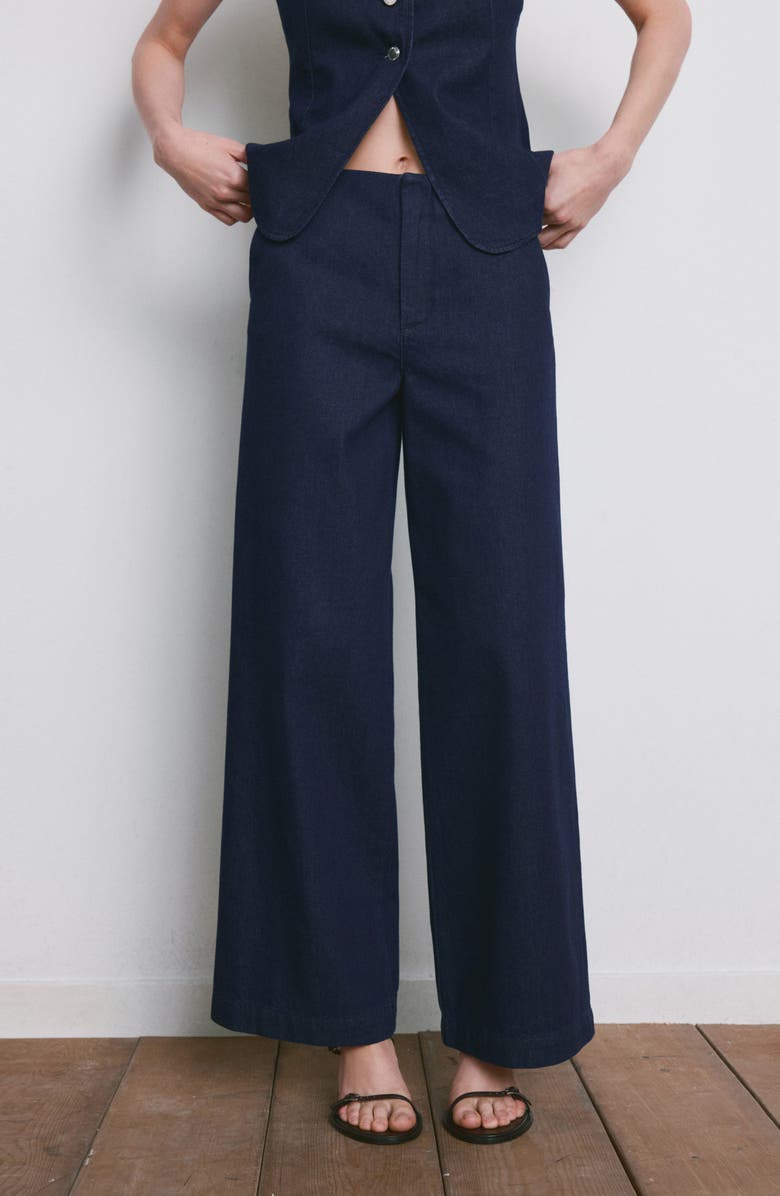 MANGO Flat Front Mid Rise Wide Leg Jeans, Alternate, color, 