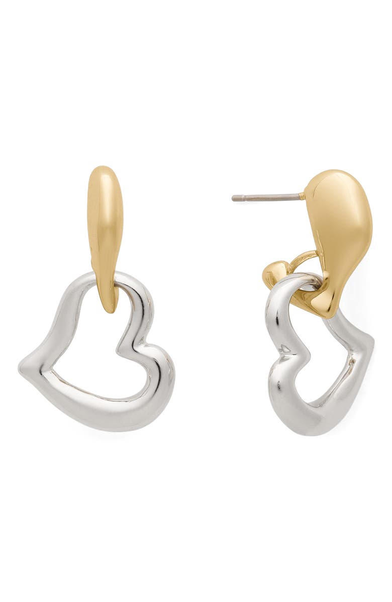 Kate Spade New York heart drop earrings, Alternate, color, Gold/ Silver