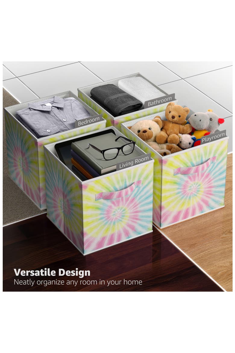 Set of 6 11-Inch Foldable Storage Bins, Alternate, color, TIE DYE