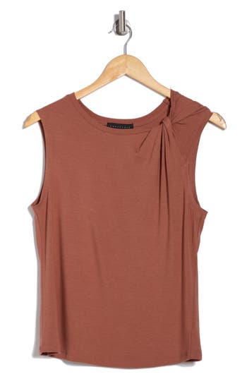 Sanctuary Twist Crewneck Tank In Teak