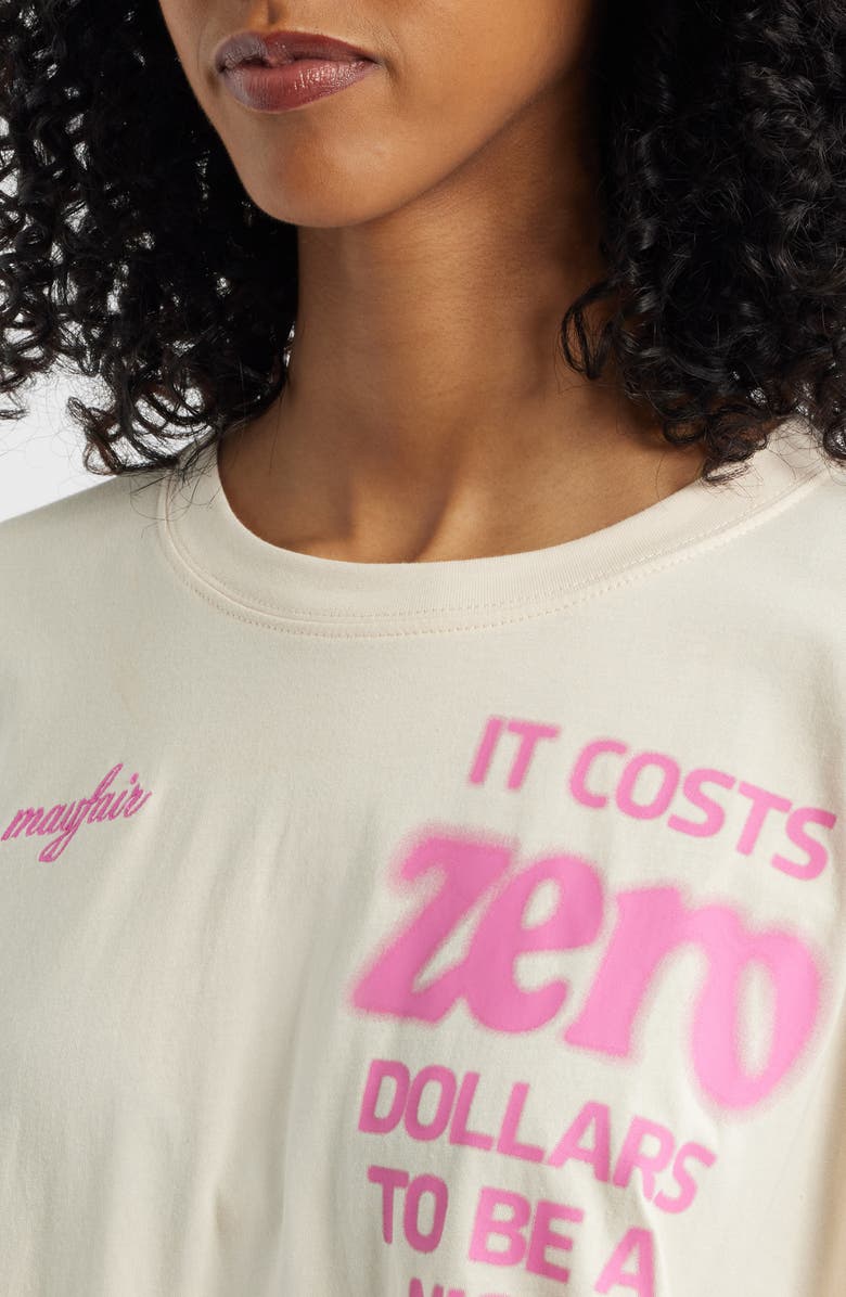 THE MAYFAIR GROUP It Costs $0 Cotton Oversize Graphic T-Shirt, Alternate, color, Cream
