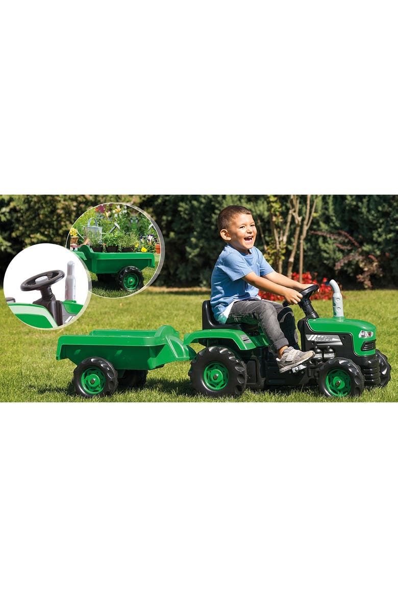 Pedal Operated Tractor W/Trailer Green Ages 3+, Alternate, color, Multicolored