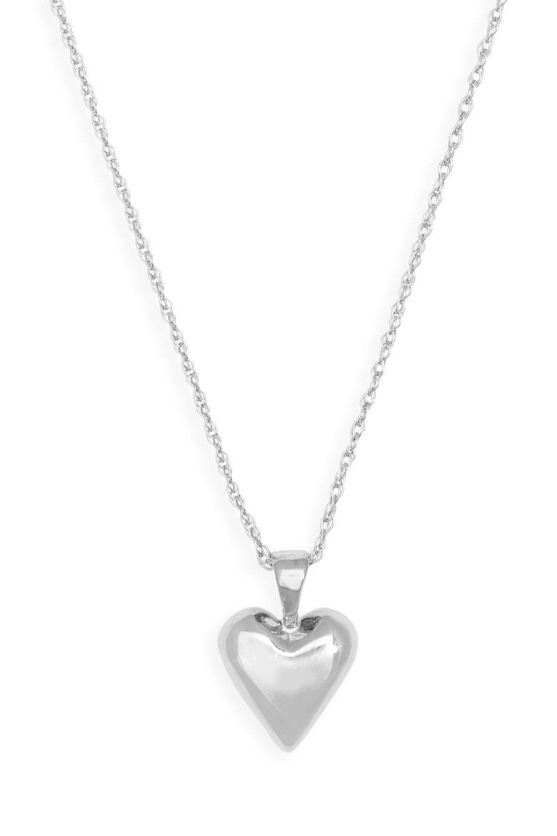 Tiny Heart Pendant Necklace, Main, color, STERLING SILVER