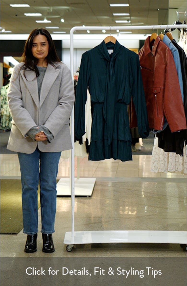 Tie Neck Long Sleeve Tiered Minidress, sales video thumbnail