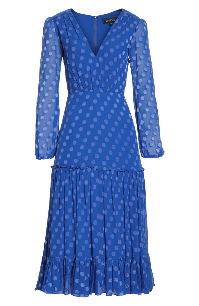 SALONI Polka Dot Ruffle Dress, Alternate, color,