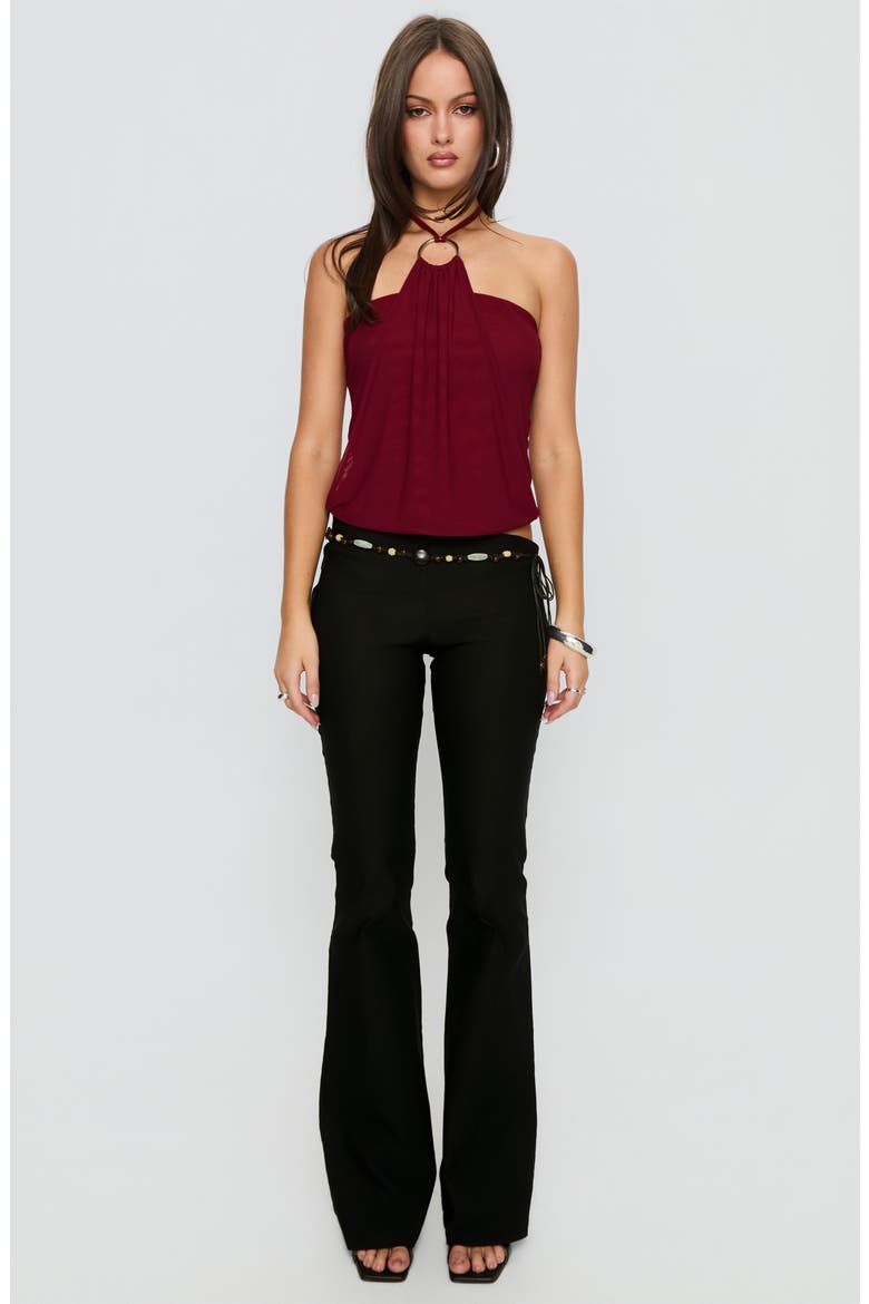 Hedlea Drape Ring Detail Crop Halter Top, Alternate, color, WINE