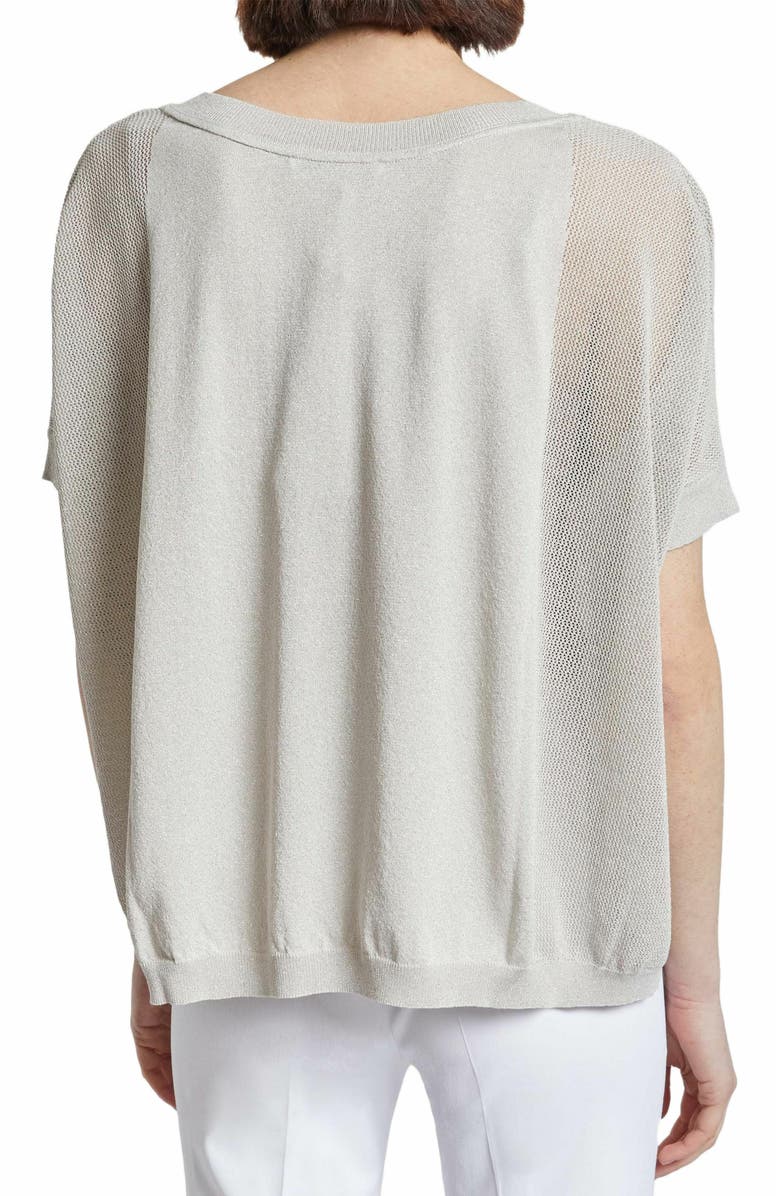 Santorelli LEVI Short Sleeve Mesh Knit with Lurex, Alternate, color, Beige