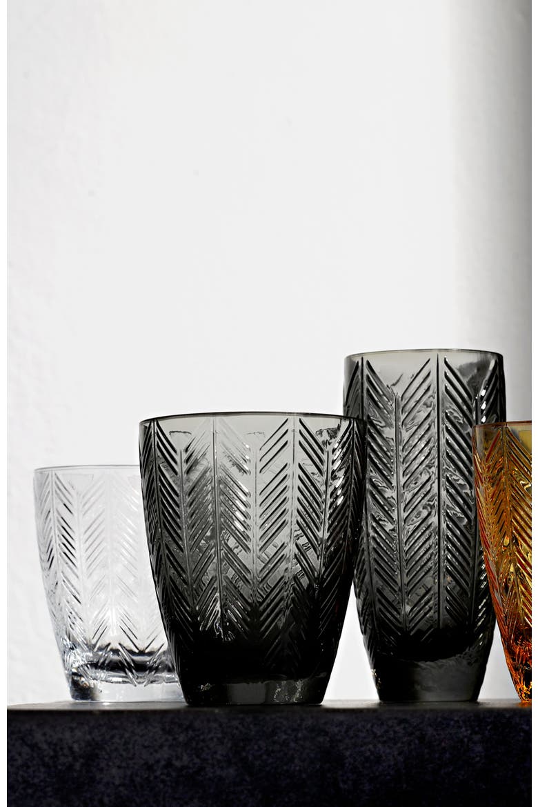 Water Glass ZIG ZAG Set of 6  Transparent 11.8 oz, diam. 3.3", H 4", Alternate, color, No color