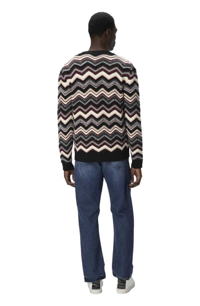 Missoni The Cardigan In Wool And Alpaca With Zigzag, Alternate, color, Grey & Burgundy