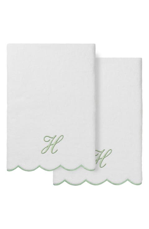 Scallop Personalized Monogram 2-Piece Towel Set