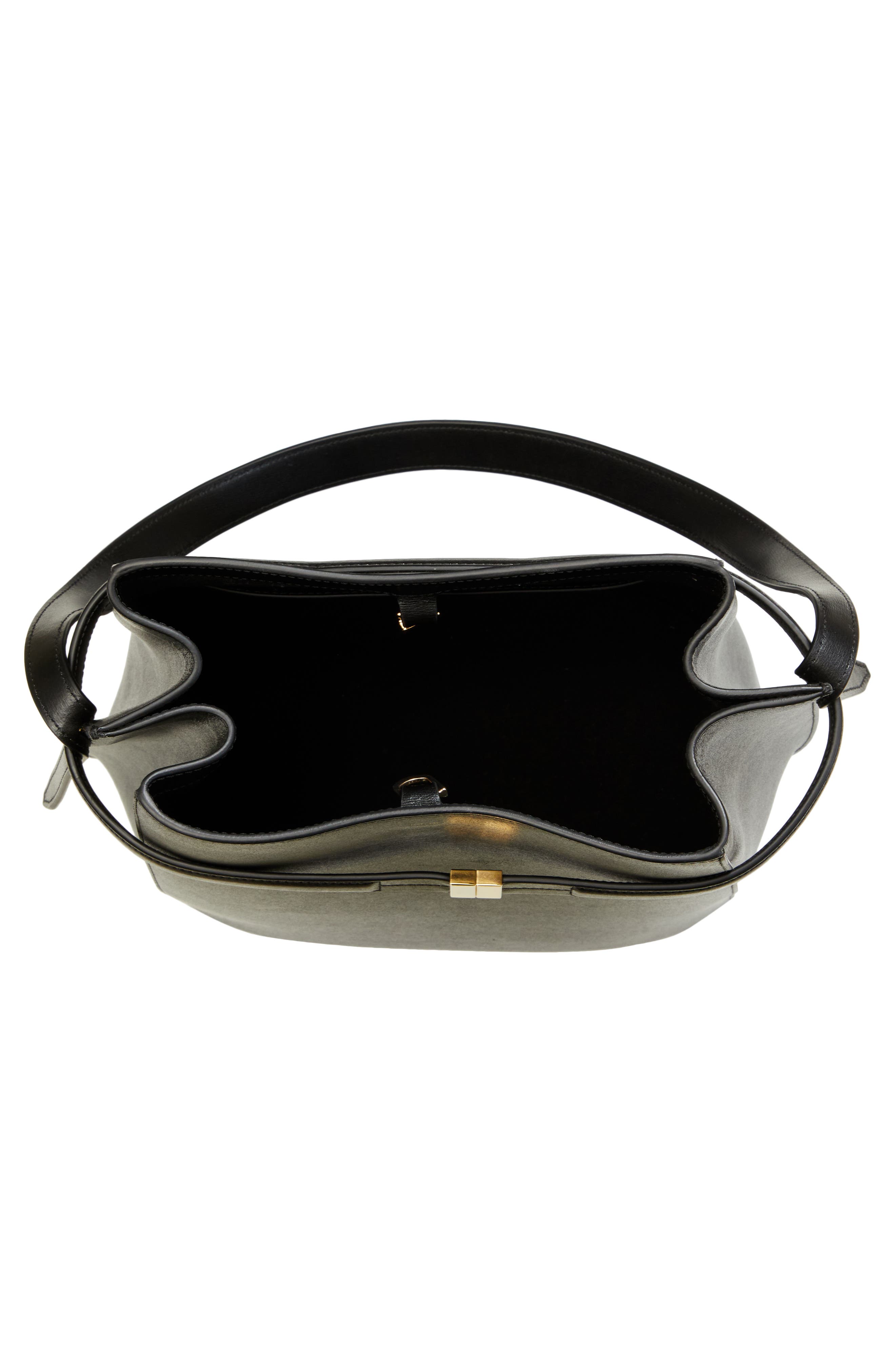 TOTEME Belted Leather Bucket Bag, Alternate, color, Black