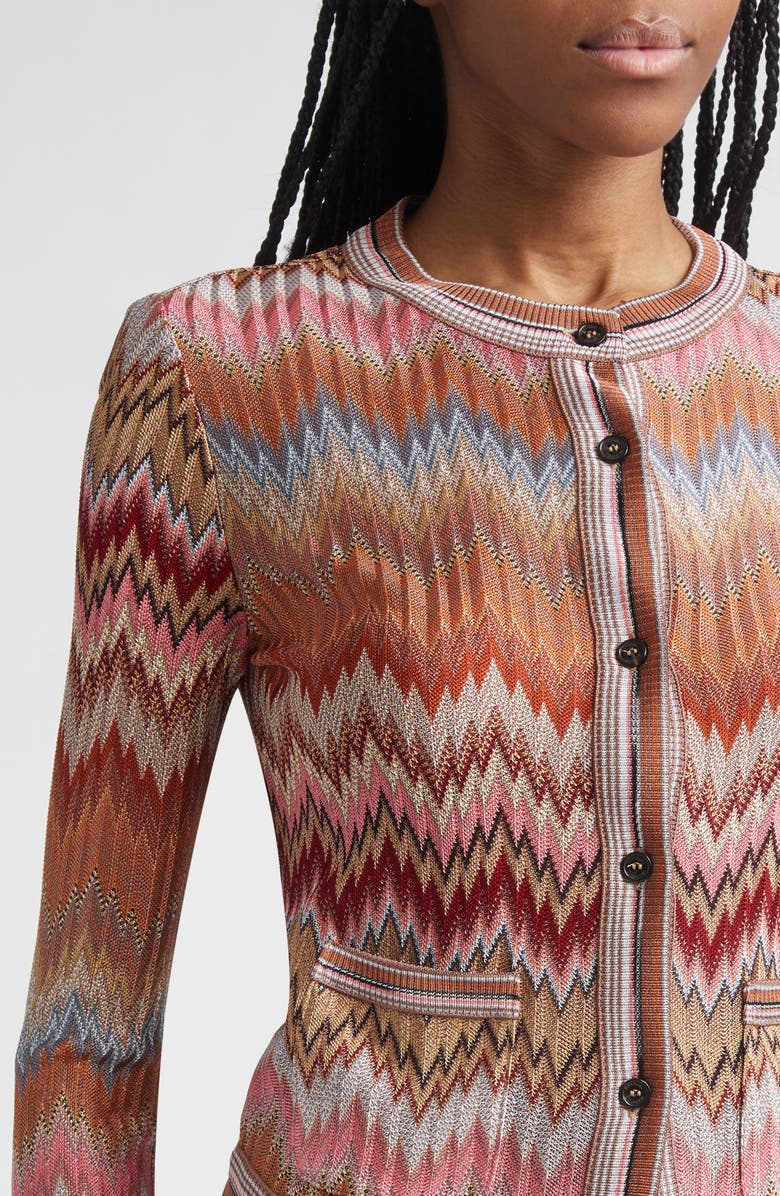 Missoni Snakeskin Pattern Chevron Cardigan, Alternate, color, Multi Camel White Pink