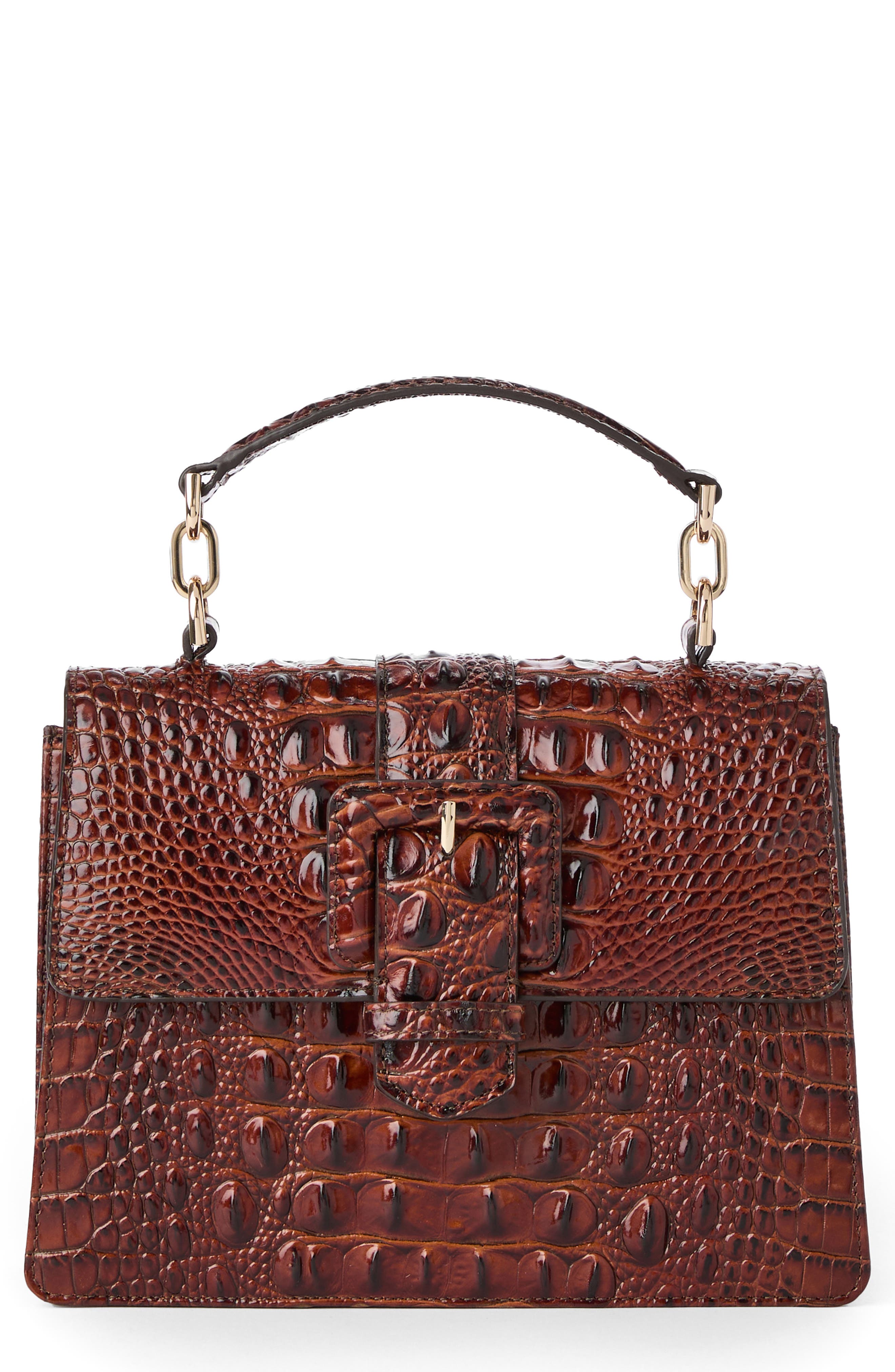 Brahmin Small Hallie Croc Embossed Leather Top Handle Bag, Main, color, 