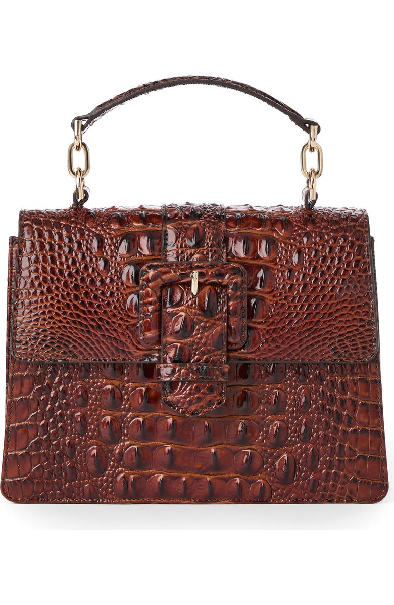 Brahmin Small Hallie Croc Embossed Leather Top Handle Bag, Main, color,