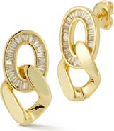 GLAZE JEWELRY Cubic Zirconia Pavé Double Link Drop Earrings