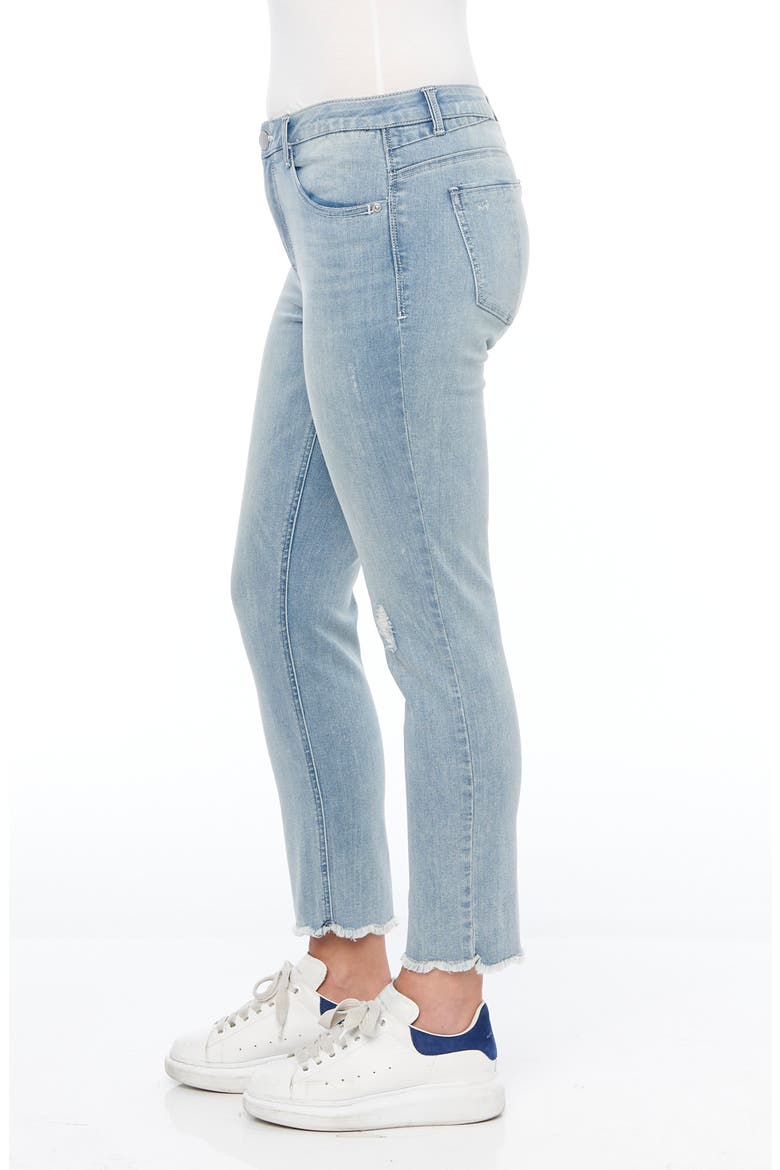 Ab-Solution Distressed High Waist Ankle Straight Leg Jeans (Nordstrom Exclusive), Alternate, color, LIGHT BLUE