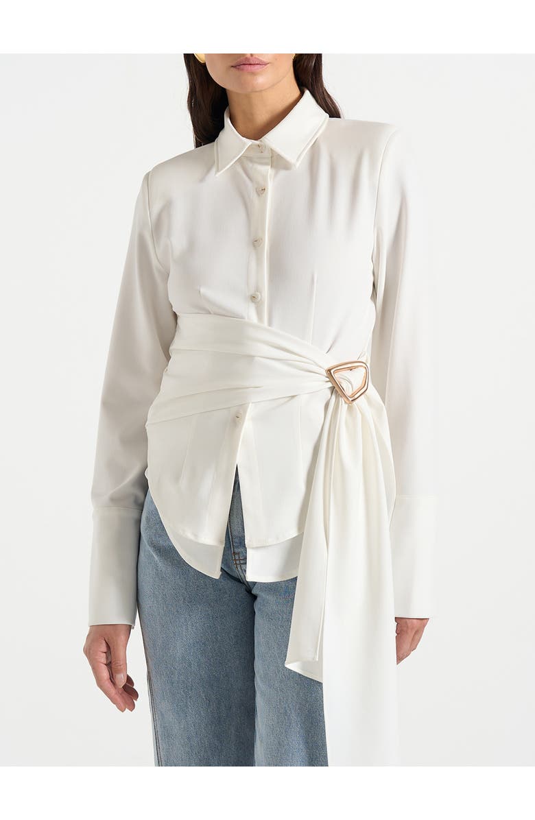 Manière De Voir Fia Wrap Shirt With Hardware Detail, Main, color, White