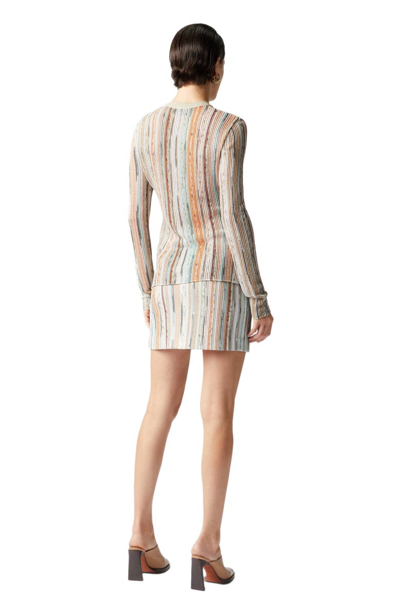 Missoni Striped Lamé Slub Viscose Crewneck Cardigan, Alternate, color, Multicoloured