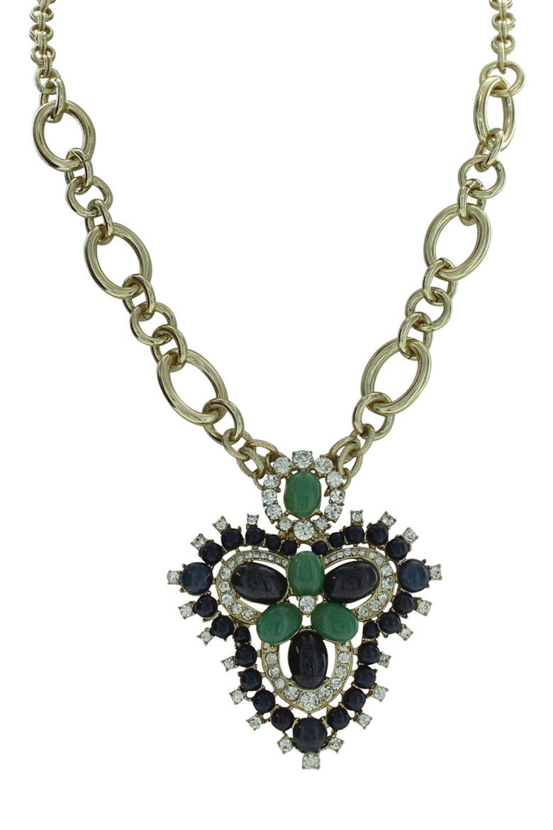 Bejeweled Pendant Statement Necklace, Main, color, GOLD / BLUE / GREEN