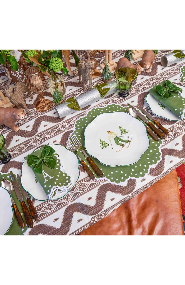 Mrs. Alice Ikat Tablecloth, Alternate, color, Brown