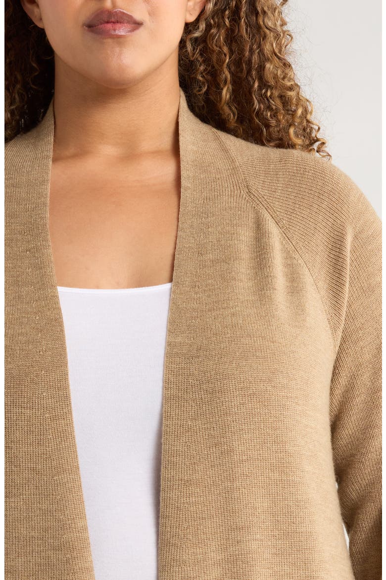 Open Front Wool Cardigan, Alternate, color, BISCUIT