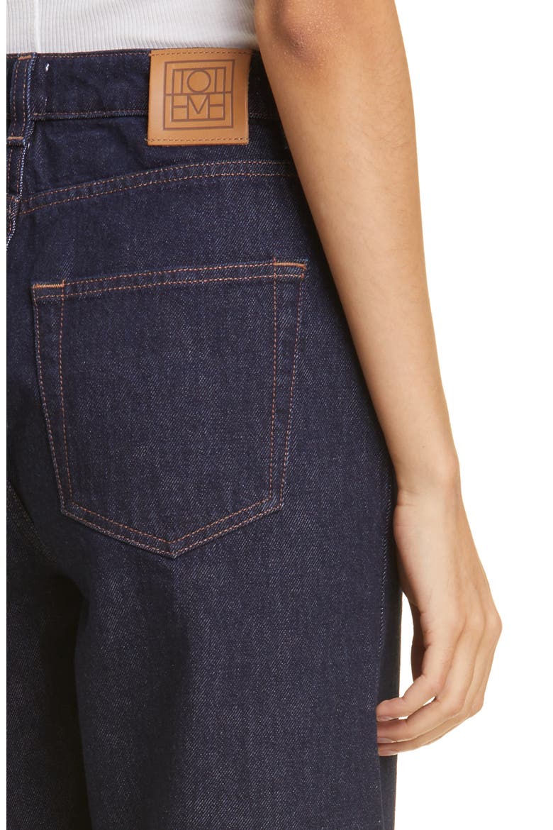 High Waist Barrel Leg Organic Cotton Raw Denim Jeans, Alternate, color, RAW BLUE