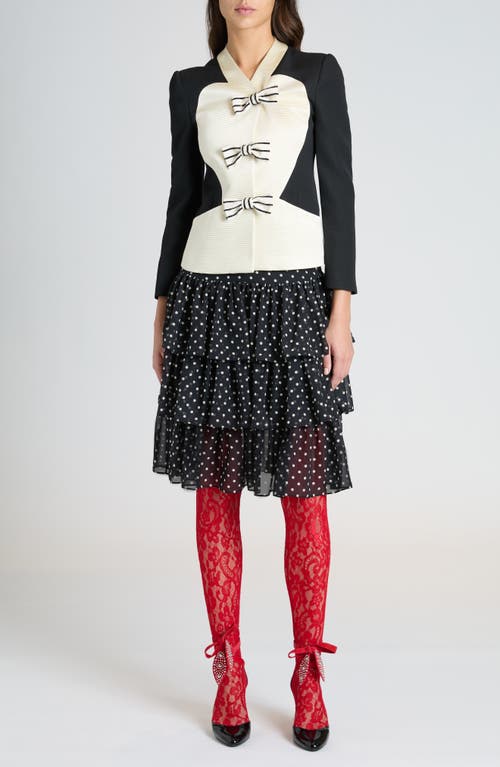 Valentino Garavani Polka Dot Tiered Silk Georgette Midi Skirt In Black