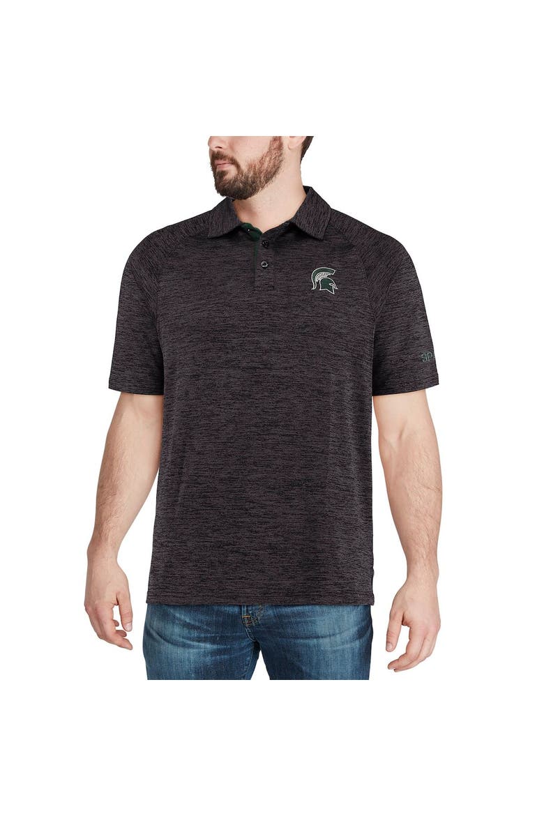 Men's Colosseum Black Michigan State Spartans Down Swing Polo, Alternate, color, Heather Black