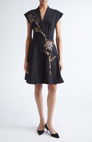 Lela Rose Fishing Lures Embroidered Fit & Flare Cocktail Dress